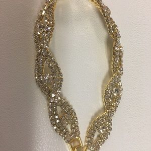 Gold plated fashion bracelet with rhinestones